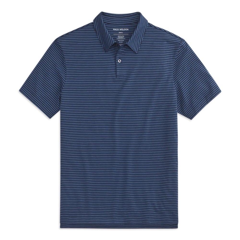 Mack Weldon Pima T-Shirt Polo, Navy Crosswind - Pinpoint Stripe, XL